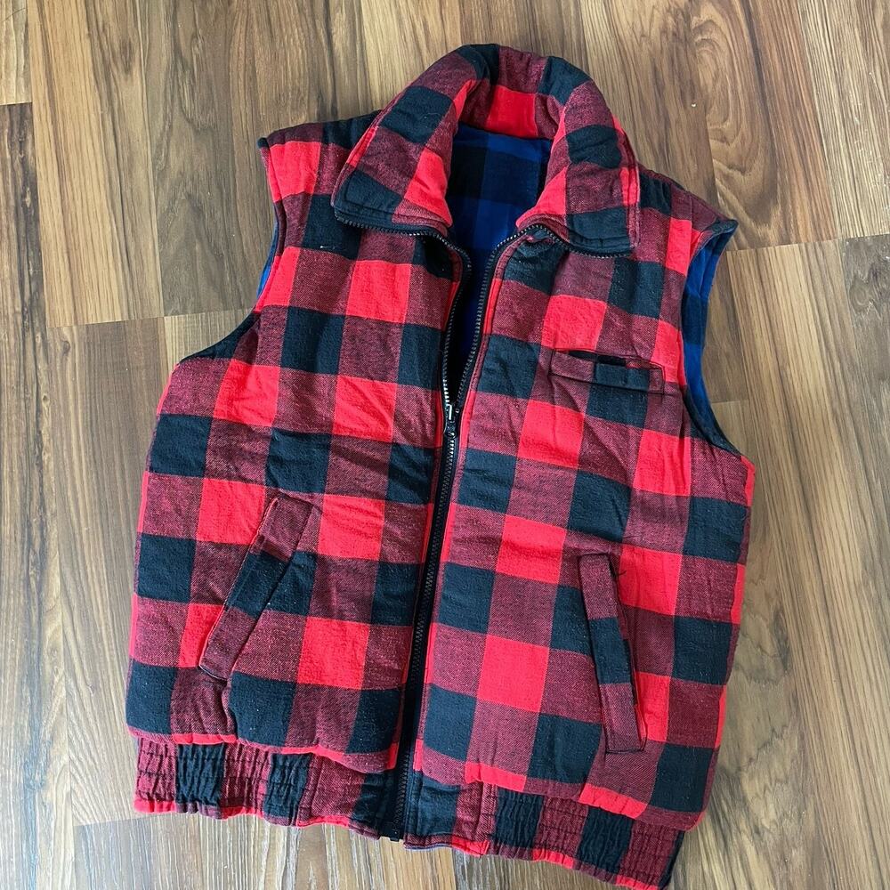 Vintage Hugo Valentino Red / Blue / Black Plaid Checkered Vest Men’s M